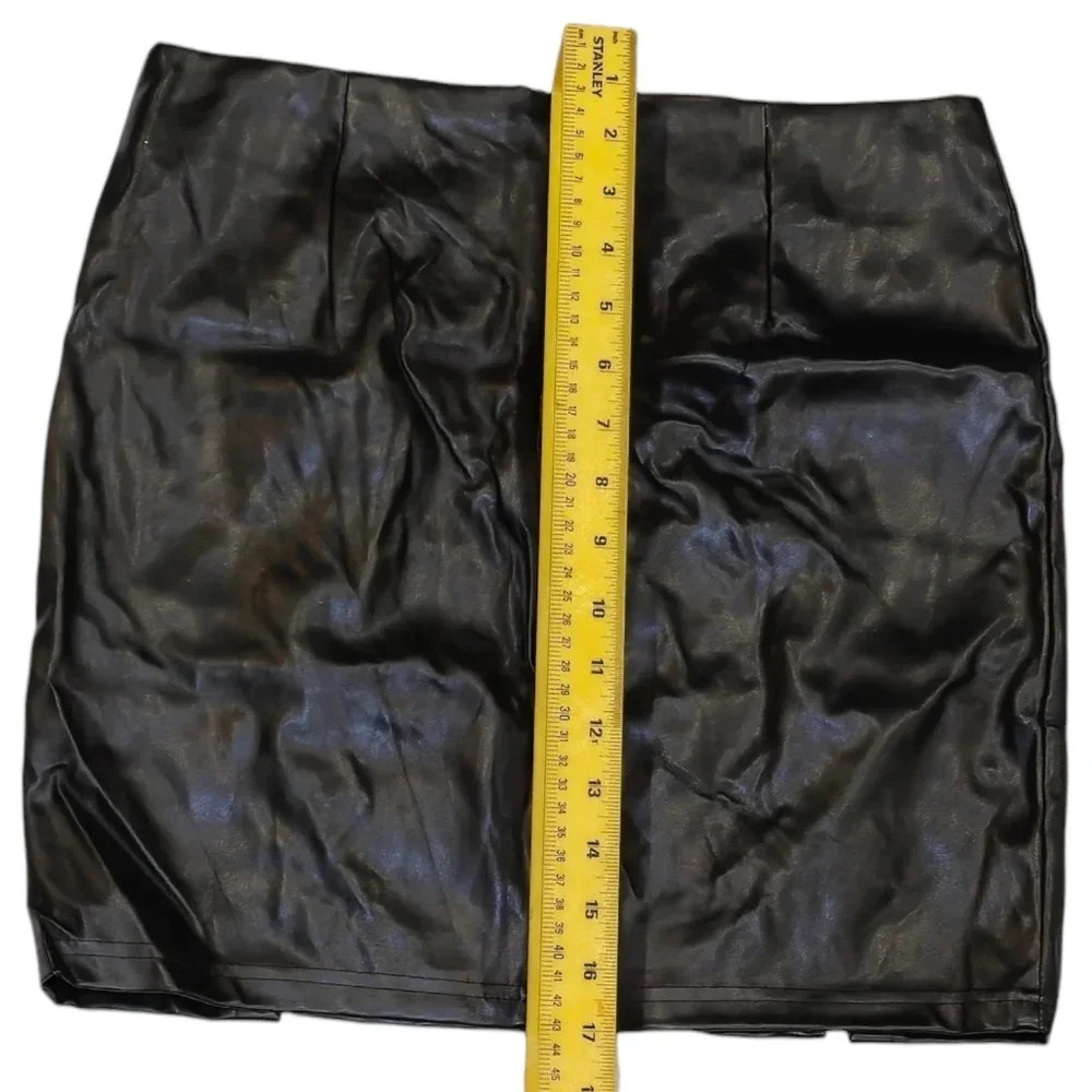 Parisian Black High Waisted Faux Leather Side Lace Up Mini Skirt Size 12 - Picture 8 of 9